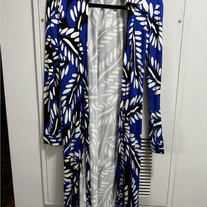 Diane Von Furstenberg Blue and White Wrap Dress